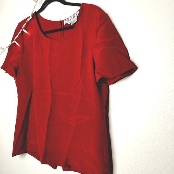 Vintage Carlisle Women's 6 EUC Buttoned Silk Short Sleeve Round Neck Cute Blouse - Picture 5 of 11